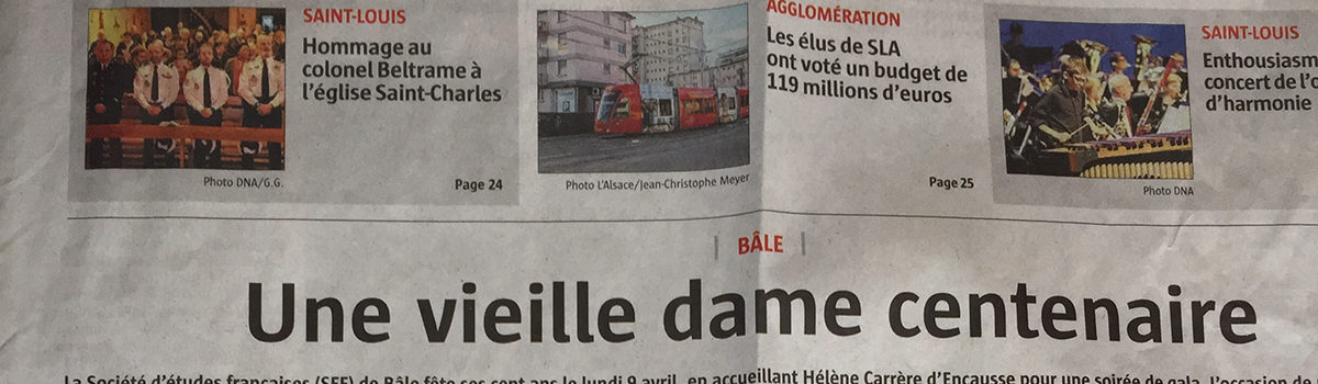 Le Centenaire de la SEF en première page